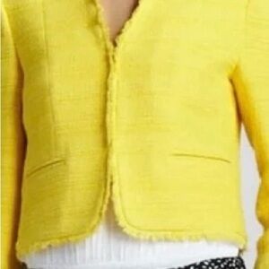 Alice + Olivia Womens Tweed Boxy Blazer Sz S /P Cropped Frayed Edges Sparkle